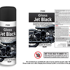 Max Brand Gloss Jet Black Spray Paint 100g — Aerosol Art & Craft Paint NZ