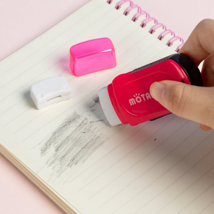 MOTARRO 3-in-1 Pencil Sharpener with Eraser & Cleaning Brush (2-Hole) – Assorted Colours