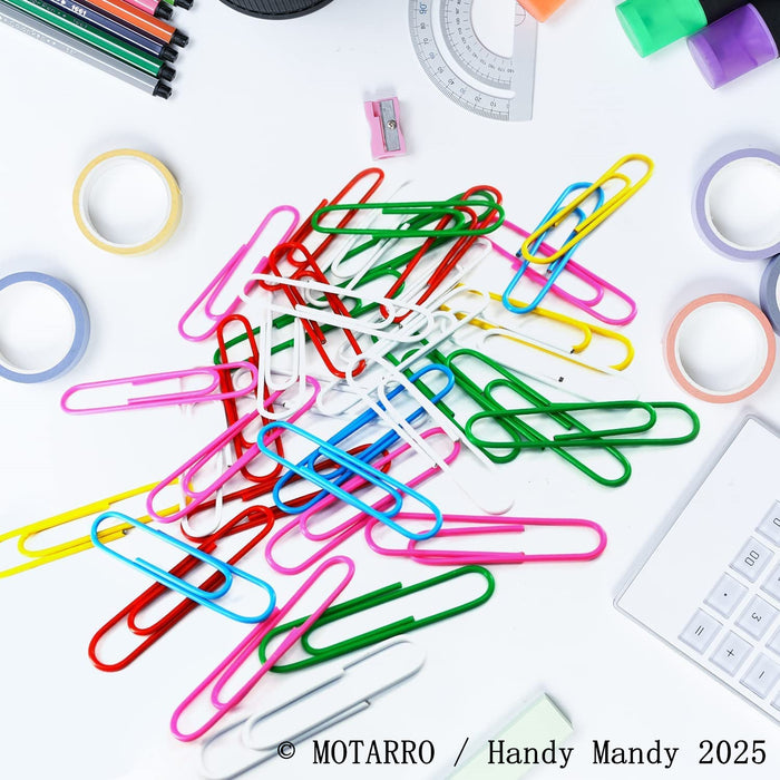 MOTARRO Vinyl-Coated Paperclips (33 mm) – Assorted Colours, 60 Pack