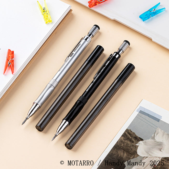 Close-up of push-button clutch on 2.0 mm mechanical pencil