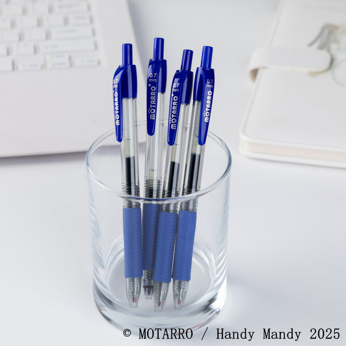 Motarro 0.7mm Blue Gel Pens – 4 Pack | Smooth Writing Ballpoint Pens for Office & School