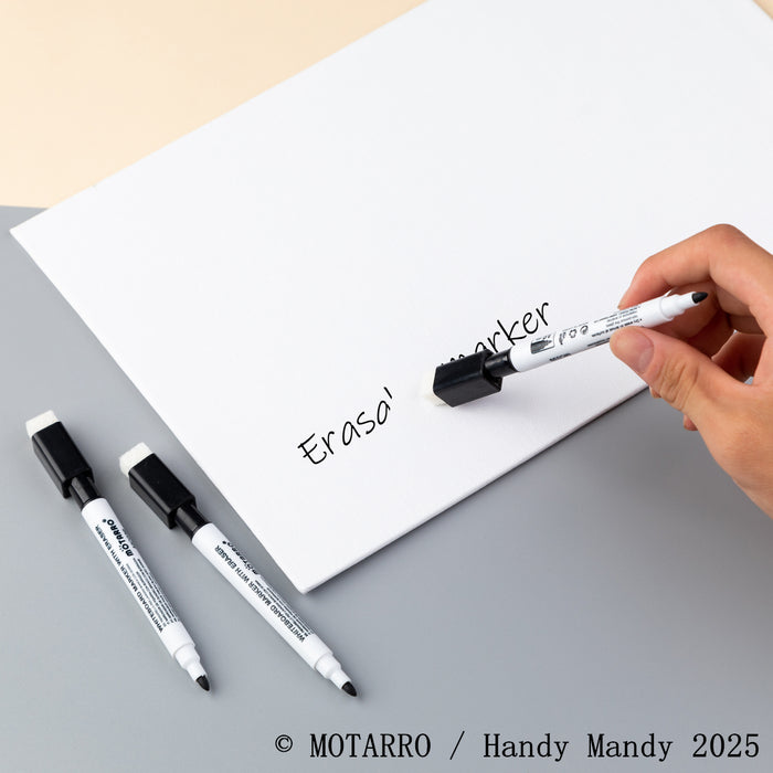 MOTARRO Whiteboard Markers with Eraser – 3 Pack Fine Tip Black | NZ