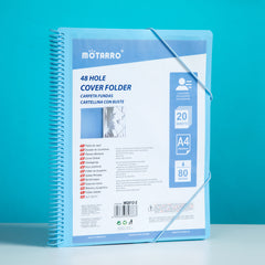 MOTARRO A4 Display Book with Elastic Closure – 20 Pockets (80μ) | 48-Hole Spin