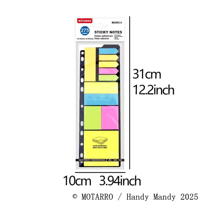 MOTARRO Sticky Notes Set – 275 Sheets with Binder Insert