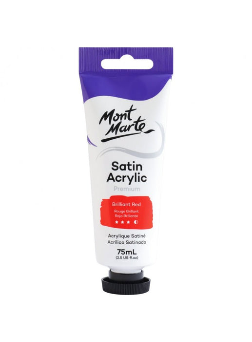 Brilliant Red Premium Satin Acrylic Paint 75ml - Handy Mandy Craft Store
