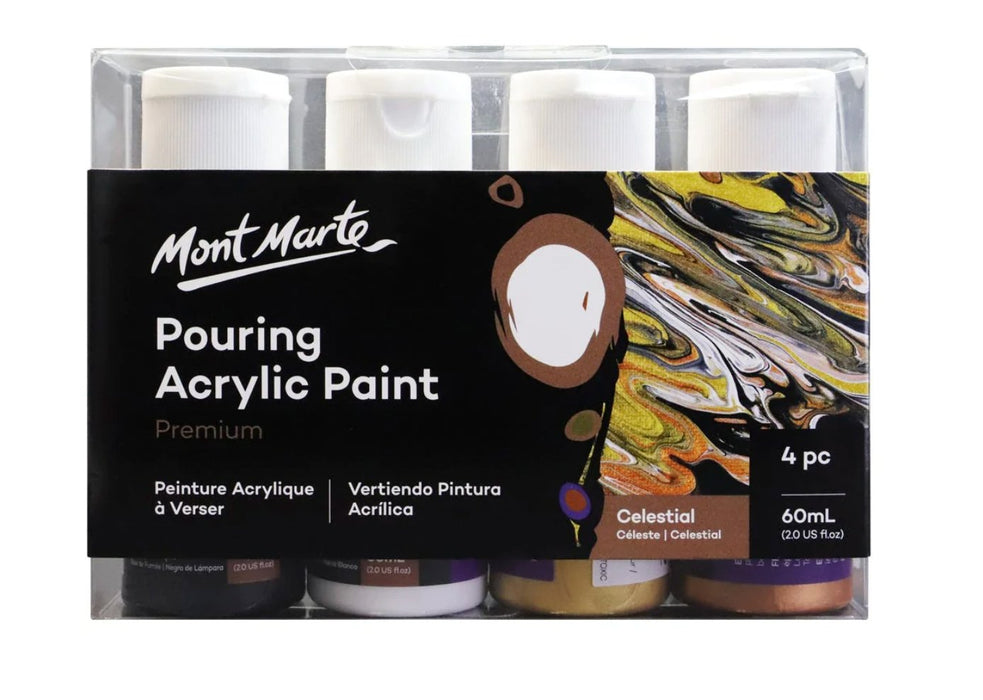 Celestial Pouring Acrylic Paint Set Premium 4pc x 60ml - Handy Mandy Craft Store