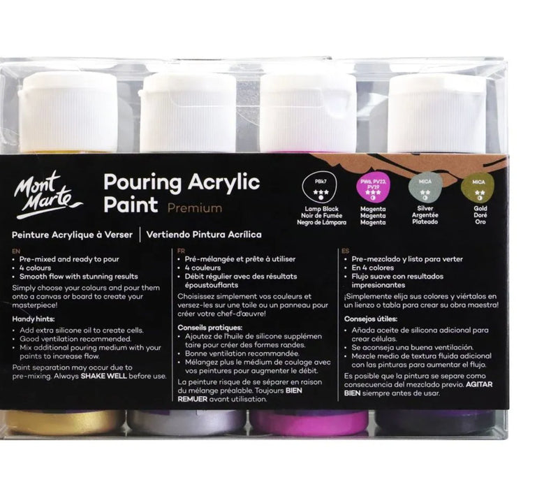 Cosmic Pouring Acrylic Paint Set Premium 4pc x 60ml - Handy Mandy Craft Store