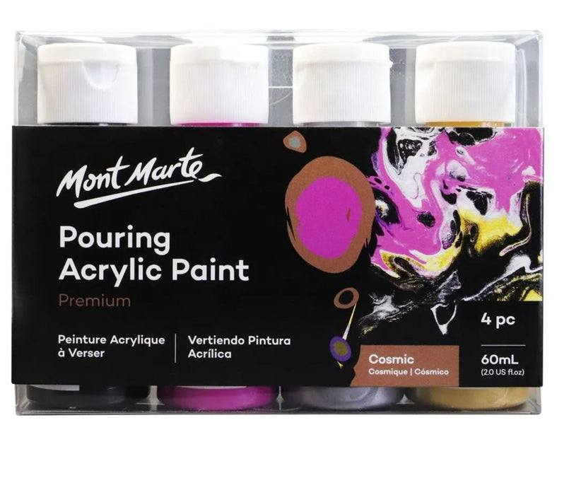 Cosmic Pouring Acrylic Paint Set Premium 4pc x 60ml - Handy Mandy Craft Store