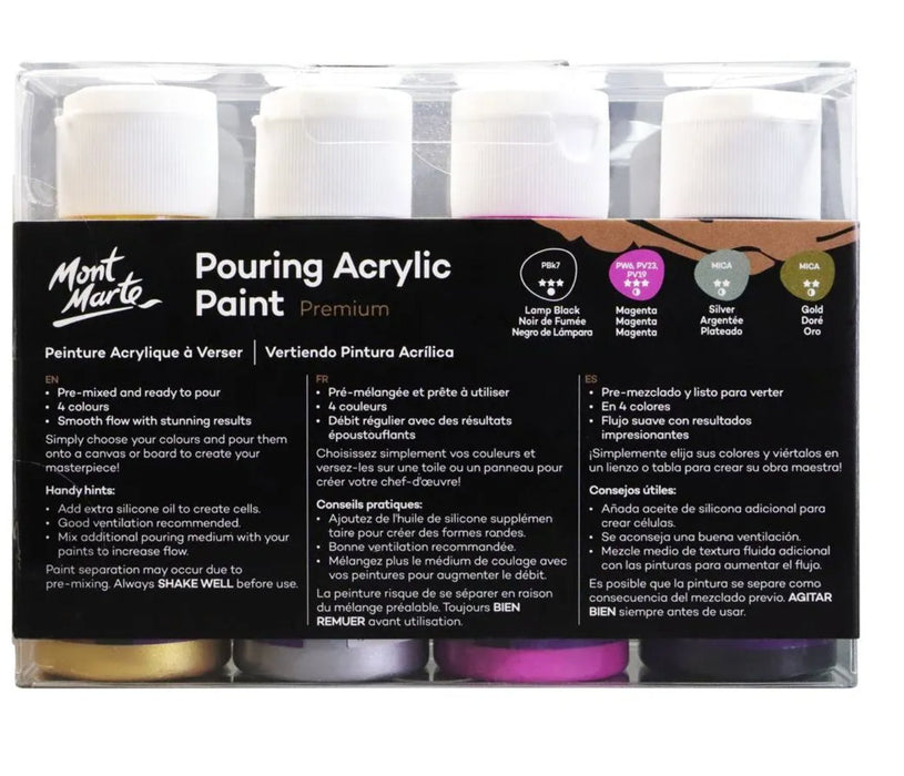 Cosmic Pouring Acrylic Paint Set Premium 4pc x 60ml - Handy Mandy Craft Store