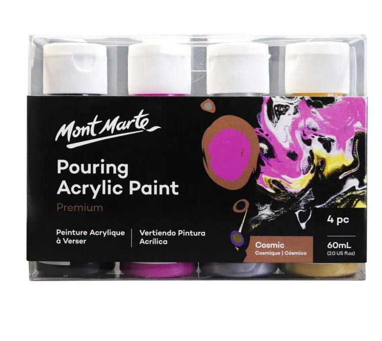 Cosmic Pouring Acrylic Paint Set Premium 4pc x 60ml - Handy Mandy Craft Store