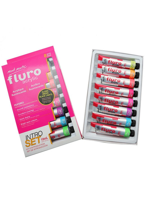 Fluro Acrylic Paint Intro Set 8 Piece - Handy Mandy Craft Store