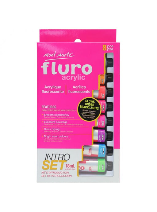 Fluro Acrylic Paint Intro Set 8 Piece - Handy Mandy Craft Store