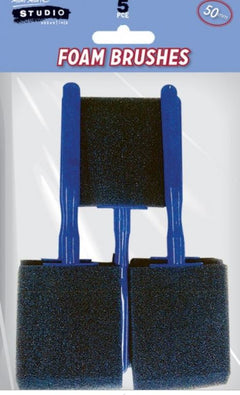 Foam Hobby Brush 50mm 5pce Poly Bag