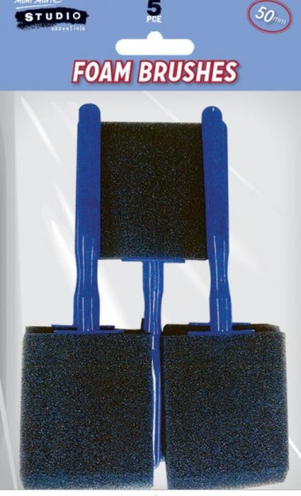Foam Hobby Brush 50mm 5pce Poly Bag - Handy Mandy Craft Store