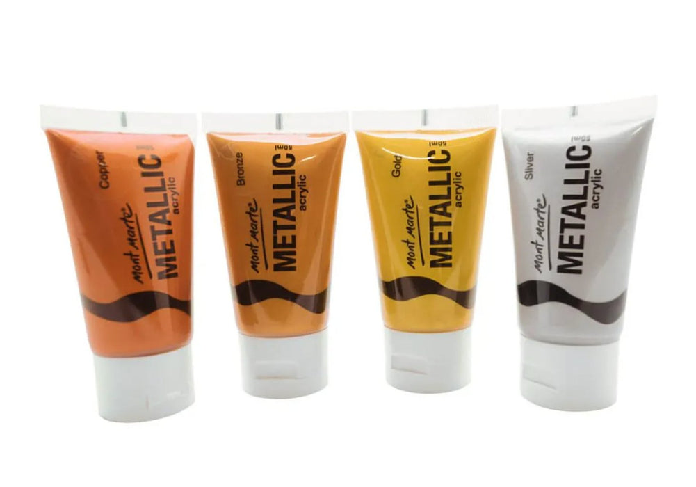 Metallic Acrylic Paint Set 50ml x 4pc - Handy Mandy Craft Store