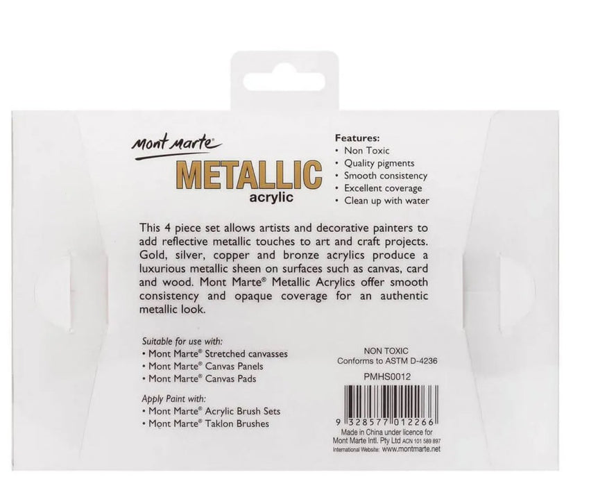 Metallic Acrylic Paint Set 50ml x 4pc - Handy Mandy Craft Store
