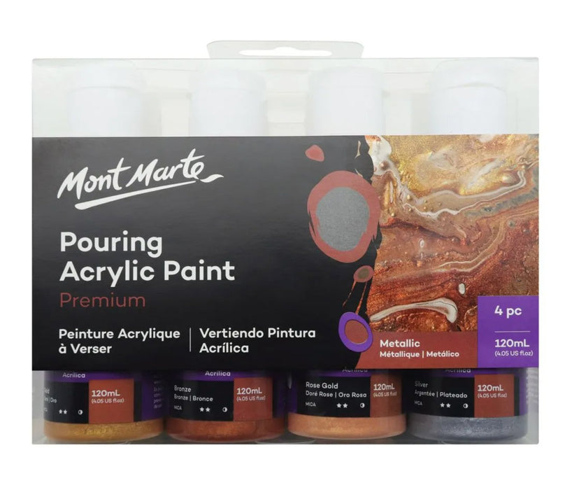 Metallic Pouring Acrylic Paint Set Premium 4pc x120ml - Handy Mandy Craft Store