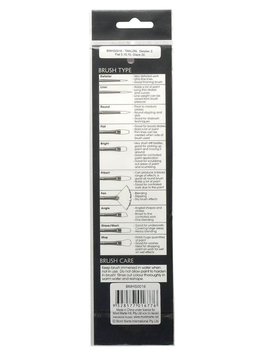 Mont Marte Gallery Series Brush Set Acrylic 5pc - Handy Mandy Craft Store