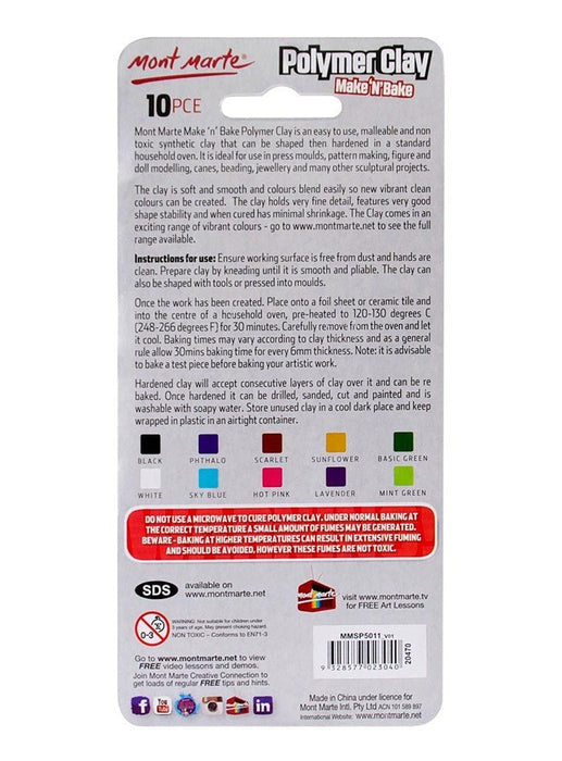 Mont Marte Make n Bake Polymer Clay 10pc - Handy Mandy Craft Store