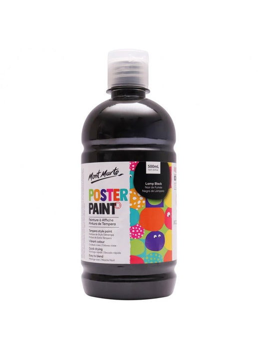 Mont Marte Poster Paint 500ml (16.91oz) - Lamp Black - Handy Mandy Craft Store