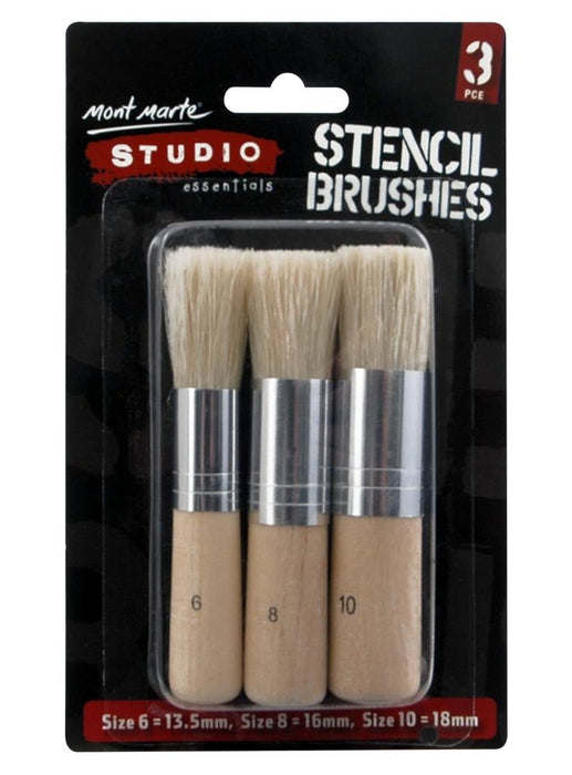 Mont Marte Studio Stencil Brushes Pkt 3 - Handy Mandy Craft Store