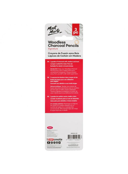 Mont Marte Woodless Charcoal Pencils 3pc - Handy Mandy Craft Store