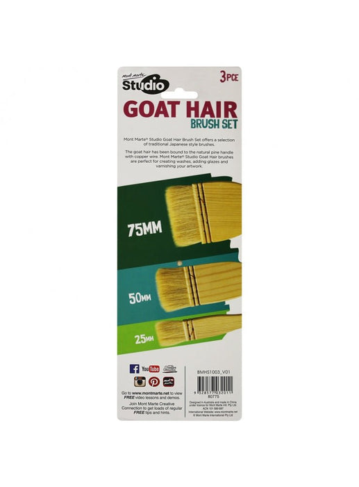 Studio Goat Hair Brush Set 3pc - Handy Mandy Craft Store