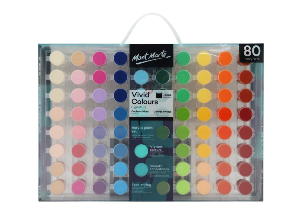 Vivid Colours Acrylic Paint Set Signature 80pc x 3.5ml - Handy Mandy Craft Store
