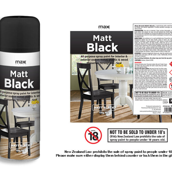 Max Brand All Surface Spray Paint — 17 colours, $9.99 per 100g can, in stock at Handy Mandy NZ