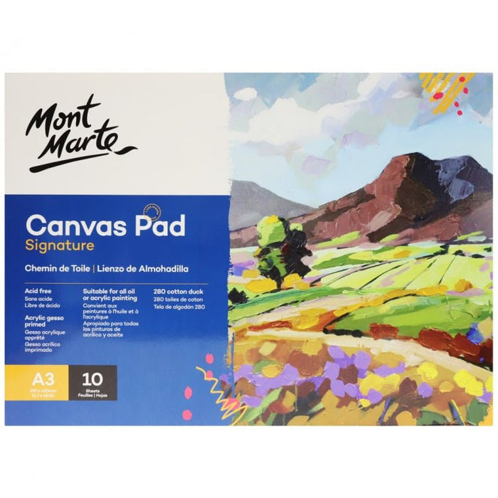 Canvas pad with 10 A3 sheets, for choosing the right painting size