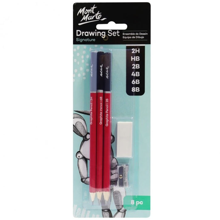 Mont Marte 8-piece drawing set with graphite and charcoal pencils