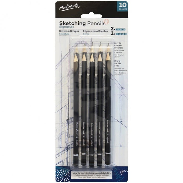 Mont Marte Signature sketching pencils, a 10-piece graded graphite set
