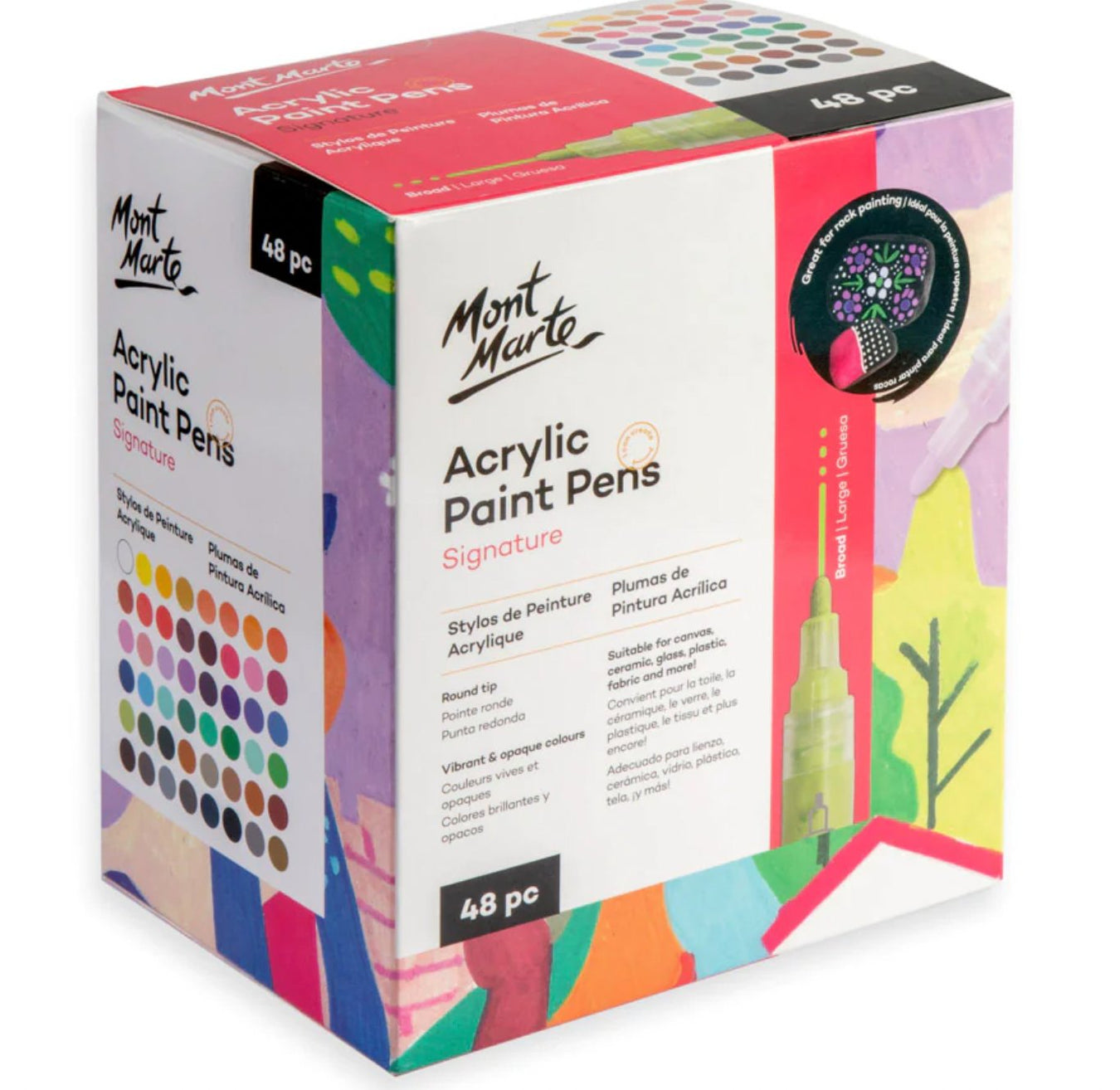 Mont Marte Signature broad tip acrylic paint pens, 48 colours