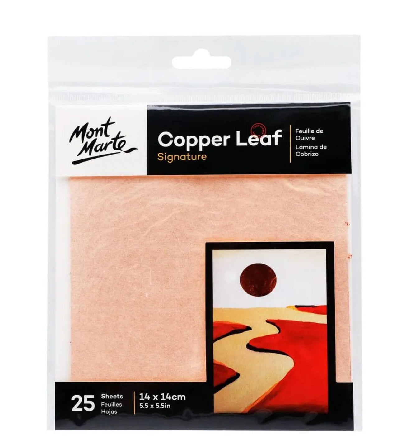 Mont Marte imitation copper leaf, 14 x 14cm, 25 sheets