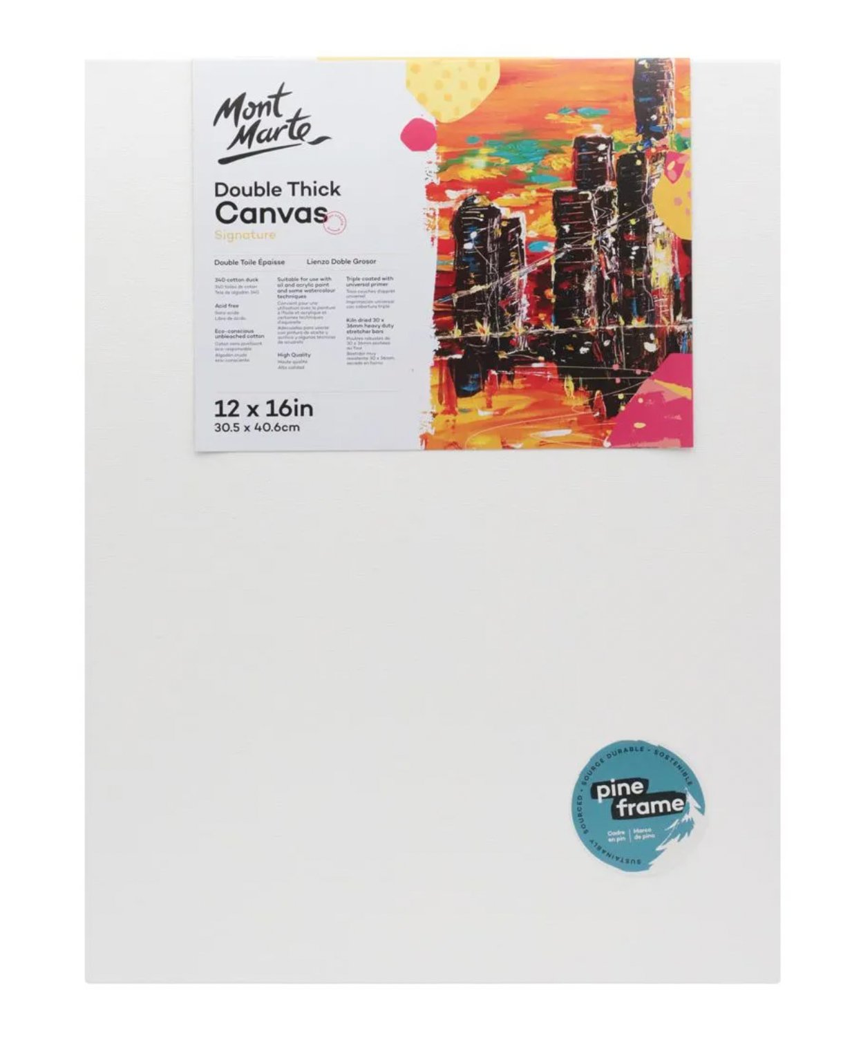 Mont Marte double thick studio canvas on a pine frame, 30.5 x 40.6cm