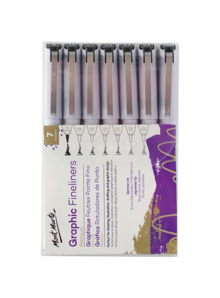 Mont Marte graphic fineliner pen set, 7 pieces