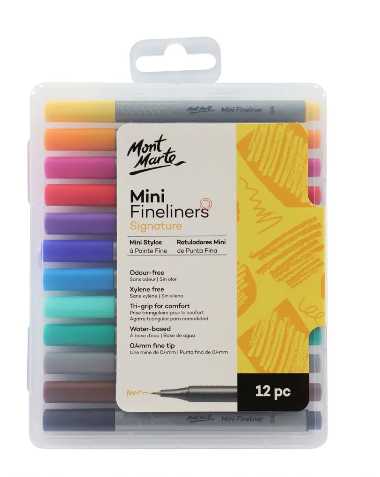 Mont Marte Signature mini fineliner markers, 12 colours