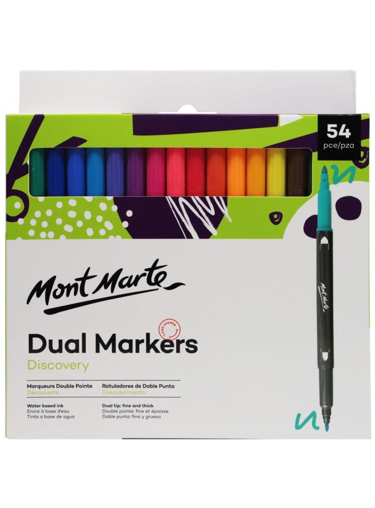 Mont Marte Discovery dual tip markers, 54 colours in a display box