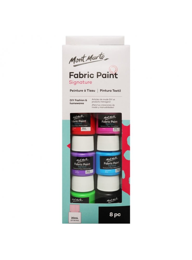Mont Marte fabric paint set, eight 20ml bottles
