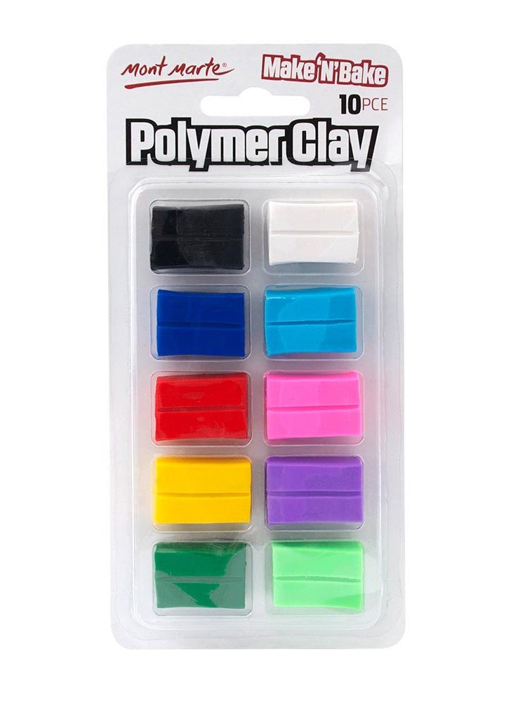 Mont Marte Make n Bake polymer clay, 10 coloured blocks