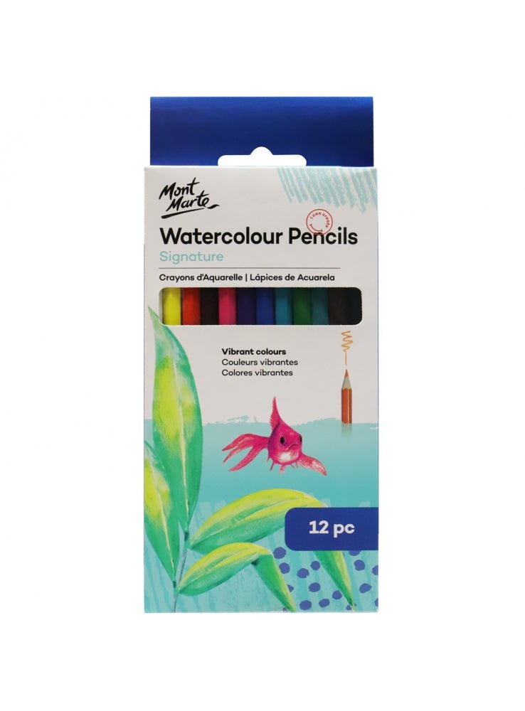 Mont Marte Signature watercolour pencils, 12 pack