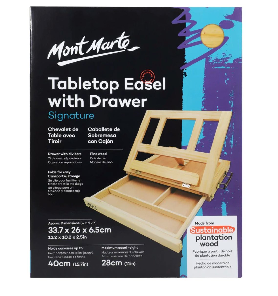 Mont Marte Signature tabletop box easel with drawer