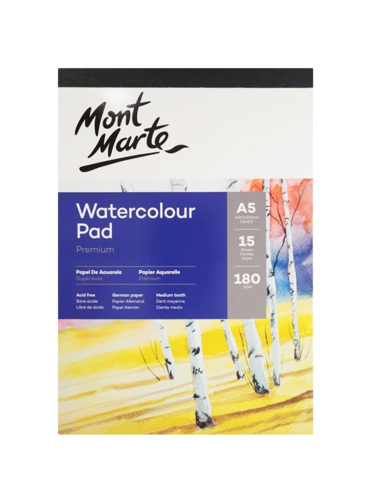 Mont Marte watercolour pad, German paper, A5, 15 sheets
