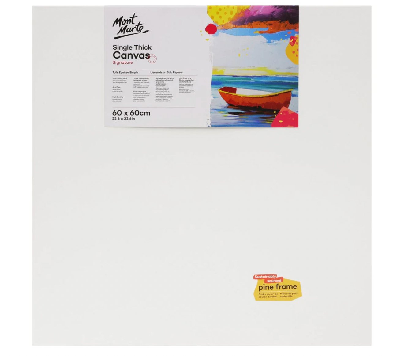 Mont Marte Signature single thick stretched canvas, 60 x 60cm, six pack