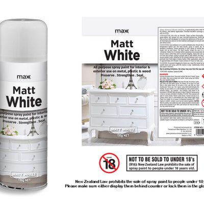 Max Brand Matt White Spray Paint 100g — Aerosol Art & Craft Paint NZ