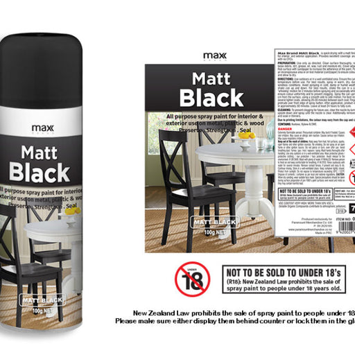 Max Brand Matt Black Spray Paint 100g aerosol can