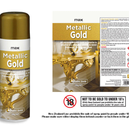 Max Brand Metallic Gold Spray Paint 100g aerosol can