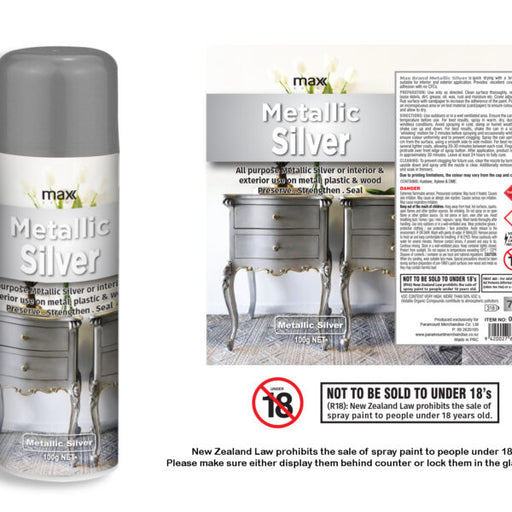 Max Brand Metallic Silver Spray Paint 100g aerosol can