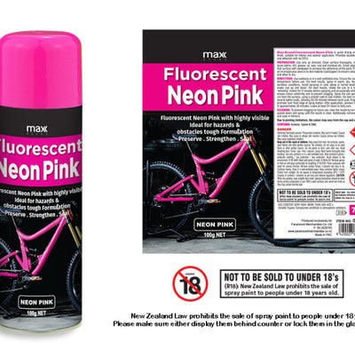 Max Brand Neon Pink Spray Paint 100g — Aerosol Art & Craft Paint NZ