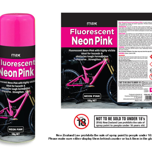 Max Brand Neon Pink Spray Paint 100g aerosol can